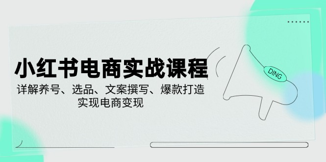 小红书电商实战课程，详解养号、选品、文案撰写、爆款打造，实现电商变现 - 副业联盟-副业联盟