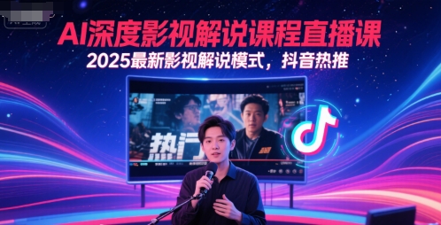 AI深度影视解说课程直播课，2025最新影视解说模式，抖音热推 - 副业联盟-副业联盟