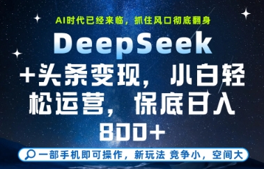 DeepSeek+头条变现，保姆级教学，小白轻松上手，日入8张+【揭秘】 - 副业联盟-副业联盟
