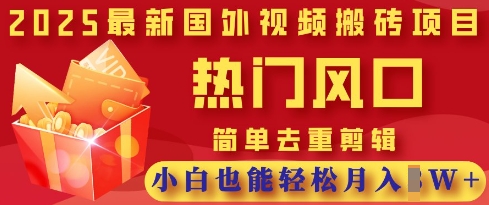 2025最新视频搬砖项目，热门风口，简单去重剪辑，小白也能轻松月入过W - 副业联盟-副业联盟