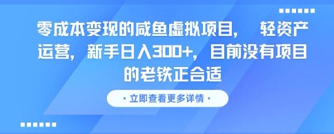零成本变现的咸鱼虚拟项目， 轻资产运营，新手日入3张+，目前没有项目的老铁正合适 - 副业联盟-副业联盟