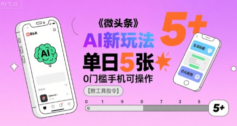 微头条AI新玩法，小白单日5张+，0门槛手机可操作【附工具指令】 - 副业联盟-副业联盟