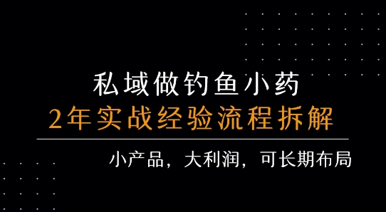 私域做钓鱼小药 每单利润3张+ 详细流程拆解 - 副业联盟-副业联盟