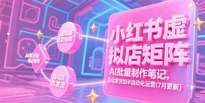 小红书虚拟店矩阵，AI批量制作笔记，自动发货加半自动化运营(7月更新 - 副业联盟-副业联盟