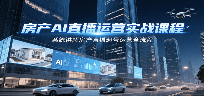 房产AI直播运营实战课程，系统讲解房产直播起号运营全流程 - 副业联盟-副业联盟