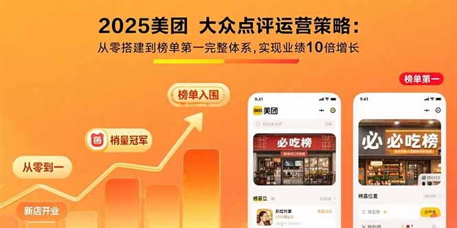 2025美团 大众点评运营策略:从零搭建到榜单第一完整体系,实现业绩10倍增长 - 副业联盟-副业联盟