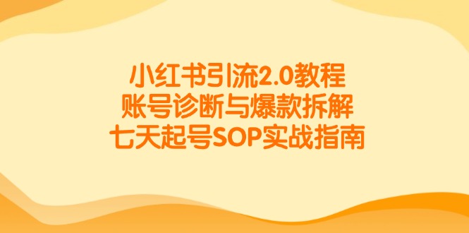 小红书引流2.0教程，账号诊断与爆款拆解，七天起号SOP实战指南 - 副业联盟-副业联盟