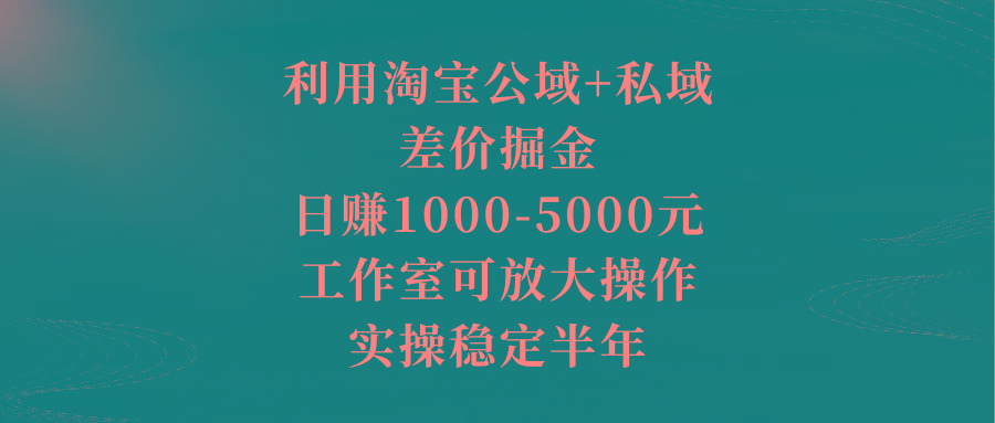 利用淘宝公域+私域差价掘金，日赚1000-5000元，工作室可放大操作，实操... - 副业联盟-副业联盟