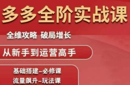 拼多多全阶实战课程，全维攻略，破局增长，从新手到运营高手 - 副业联盟-副业联盟