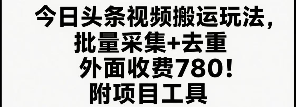 今日头条视频搬运玩法，软件一键去重，轻松日入500+附项目工具 - 副业联盟-副业联盟