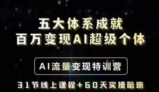 五大体系成就百万变现AI超级个体- AI流量变现特训营，一步一步教你一个人怎么年入百W - 副业联盟-副业联盟
