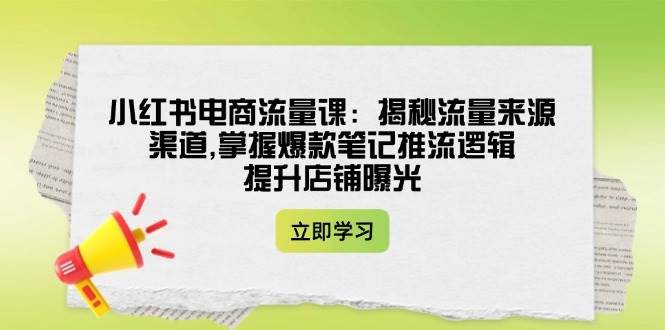 小红书电商流量课：揭秘流量来源渠道,掌握爆款笔记推流逻辑,提升店铺曝光 - 副业联盟-副业联盟