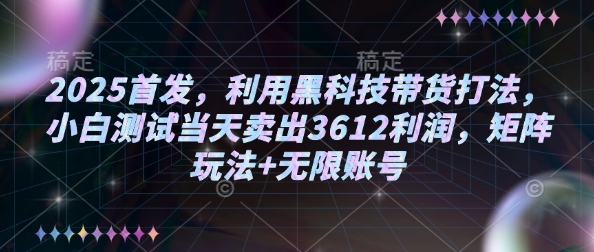 2025首发，利用黑科技带货打法，小白测试当天卖出3612利润，矩阵玩法+无限账号【揭秘】 - 副业联盟-副业联盟