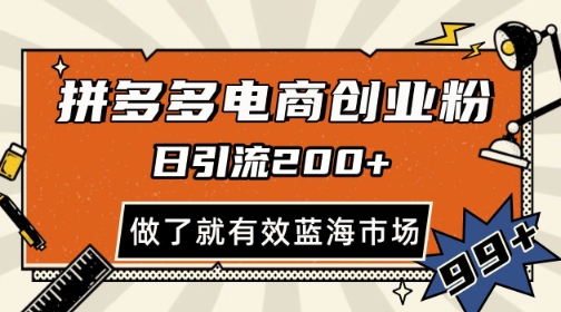 拼多多引流电商创业粉，日引200+，可矩阵放大，做了就有效【揭秘】 - 副业联盟-副业联盟