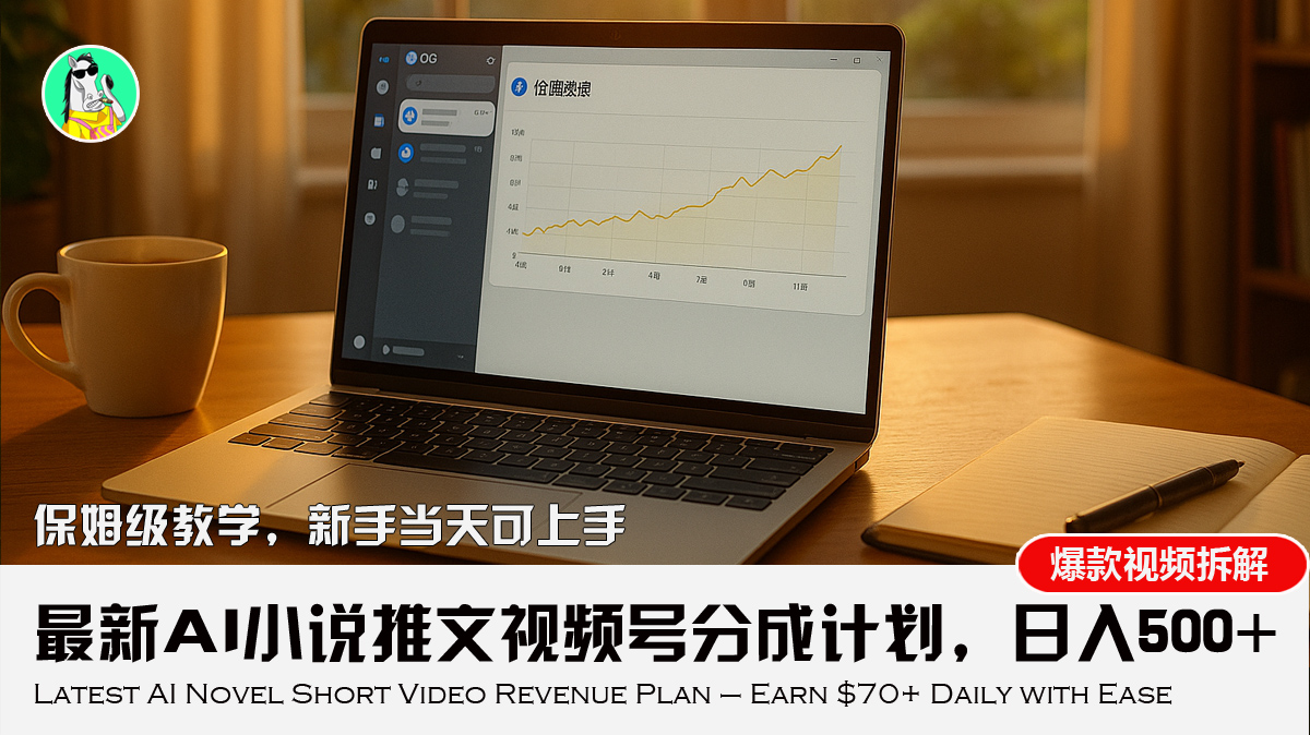 最新AI小说推文视频号分成计划，新手小白也能当天日入500+教程 - 副业联盟-副业联盟