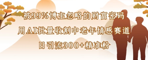被99%博主忽略的财富密码：用AI批量收割中老年情感赛道，日引流300+精准粉 - 副业联盟-副业联盟