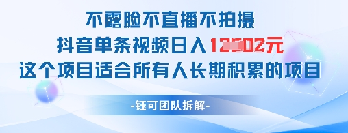 不露脸不直播不拍摄抖音单条视频日入1k+这个项目适合所有人长期积累的项目 - 副业联盟-副业联盟