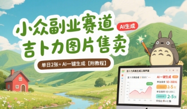 小众副业赛道 吉卜力图片售卖 单日2张+ AI一键生成【附教程】 - 副业联盟-副业联盟