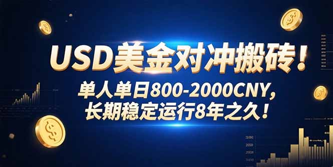 USD美金对冲搬砖!单人单日800-2000CNY，长期稳定运行8年之久! - 副业联盟-副业联盟